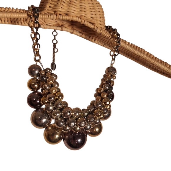 Amrita Singh Oversized Silver & Gold Toned Ball Choker Style Necklace Whimsigoth - Picture 3 of 3